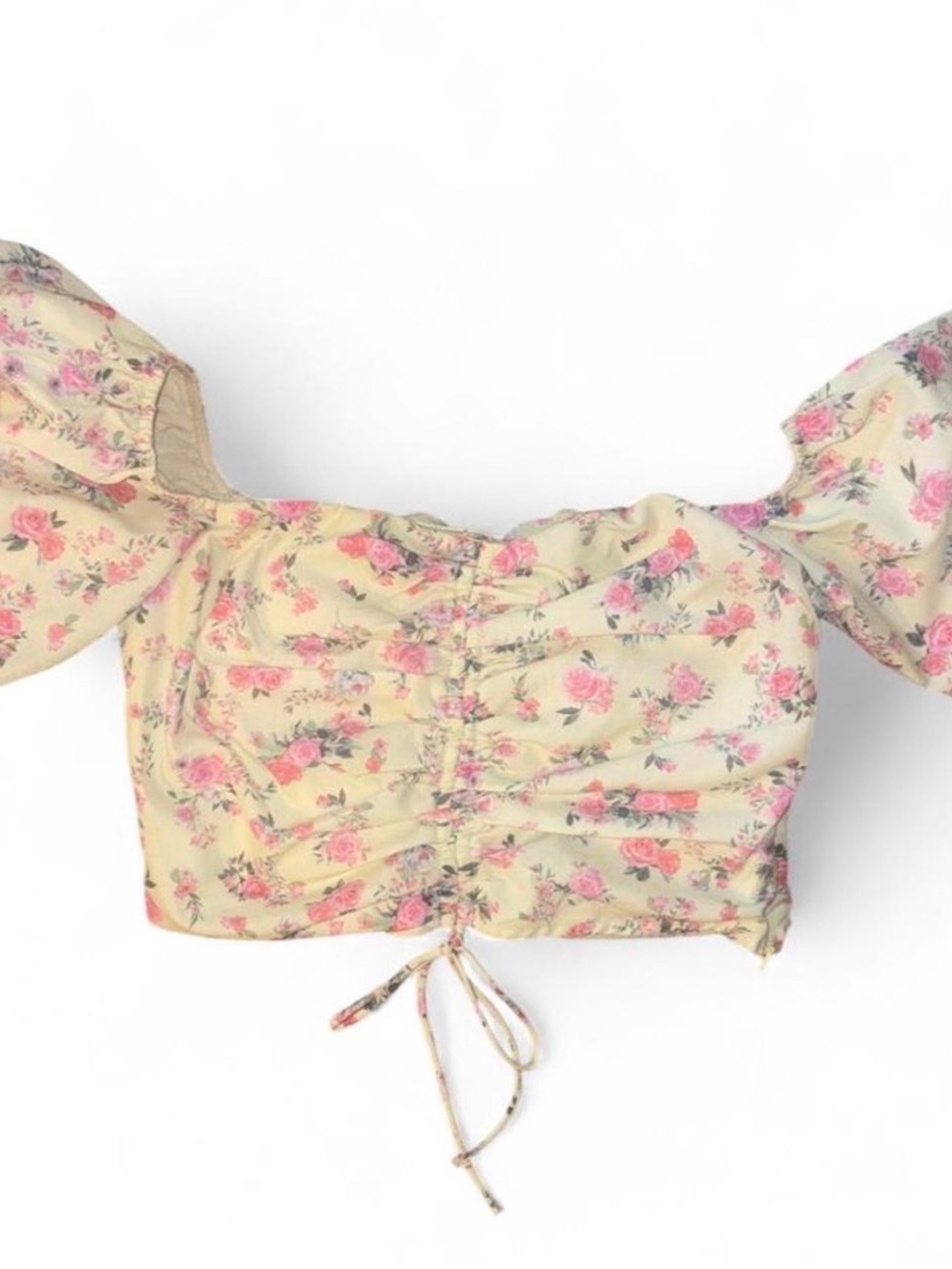 White Fox Boutique Pink & Cream Floral Crop Top